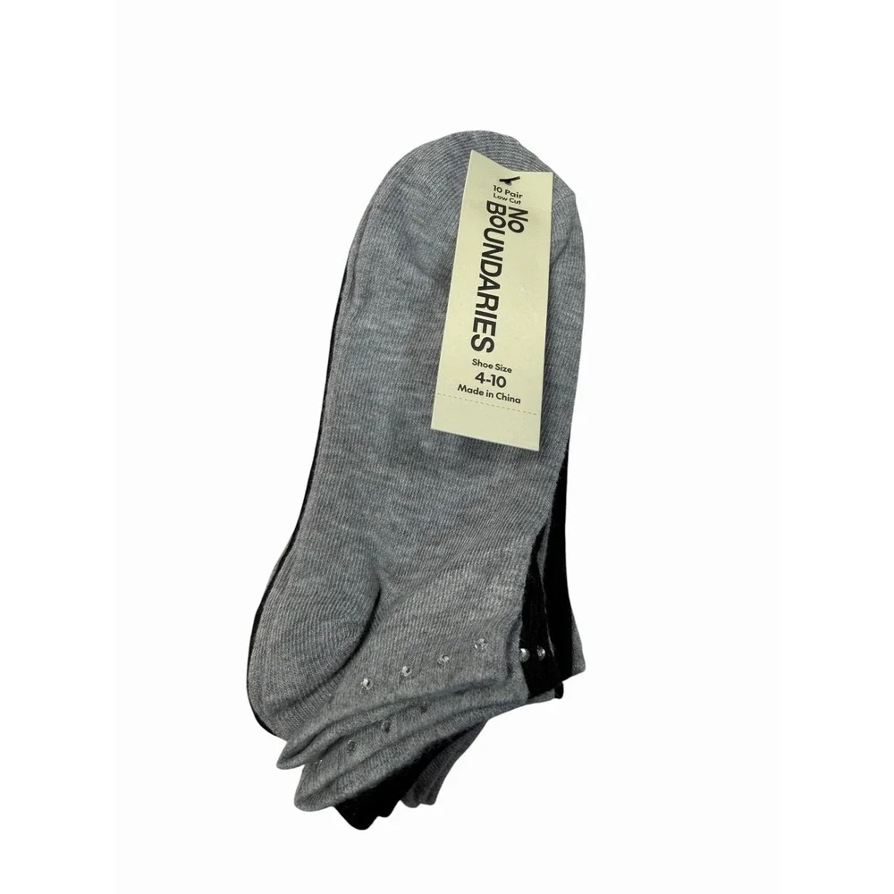 NOBO no boundaries womens 10 pack grey black low cut ankle socks size 4-10